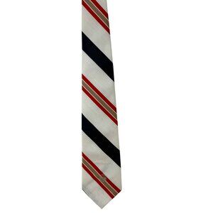 Vtg Rices Nachman Mens Wide Neck Tie 70s Red White Blue Diagonal Stripe Retro